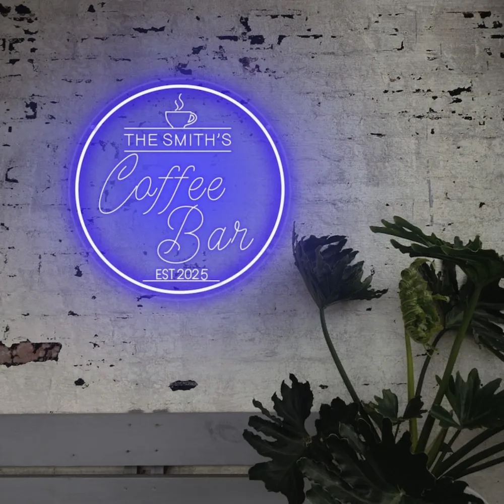Custom Coffee Bar Neon Sign LED Light with Personalized Name Warm Glowing Decor to Elevate Vibe for Home Coffee Bar & Small Cafe