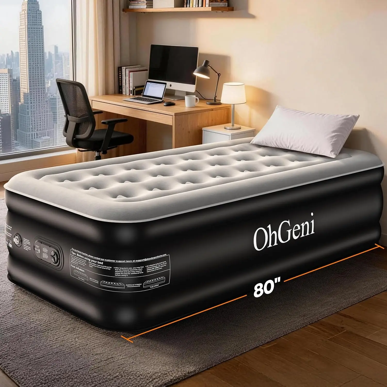 20" Raised Twin XL Air Mattress with Built-in Pump, Inflatable Blow Up Bed for Home Camping Guests, 500lbs Capacity