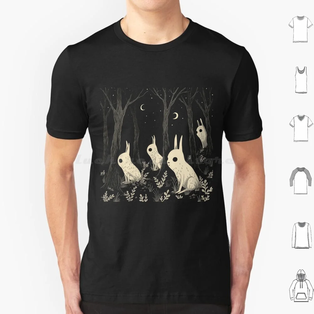 كوخ الأساسية الأرانب في الغابة تي شيرت الرجال النساء الاطفال 6xl Cottagecore الأرنب أرنب لطيف الأرانب كوخ الأساسية الحيوان كوخ