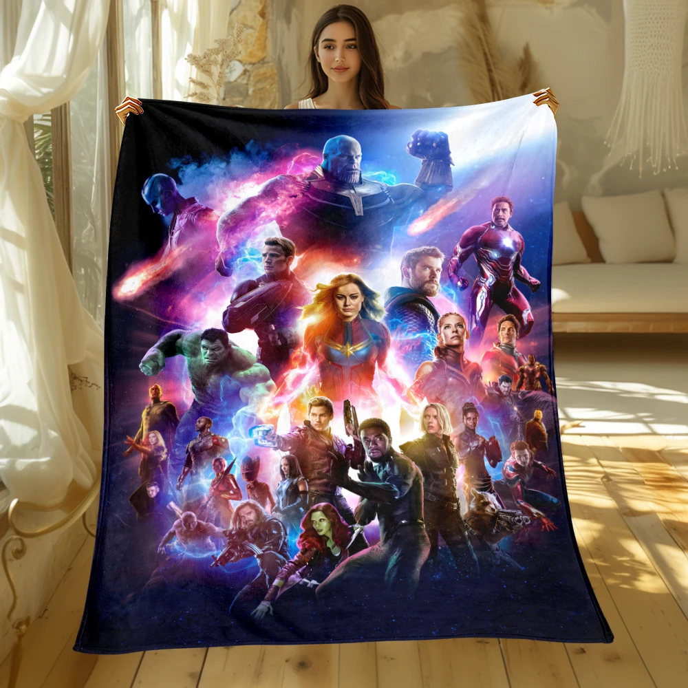 The Avenges Cartoon Printed Flannel Blanket.Sofa .Bedroom.Bed Home Office Nap Blanket Car. Camping,Travel Picnic Blankets Gift