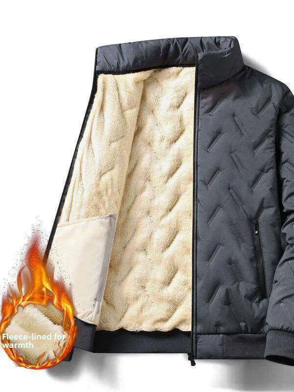 Men's Winter Thickened Warm Lamb Velvet Cotton Jacket Loose Workwear Resistant to Dirt And Wear Casual Style Zipper Closure