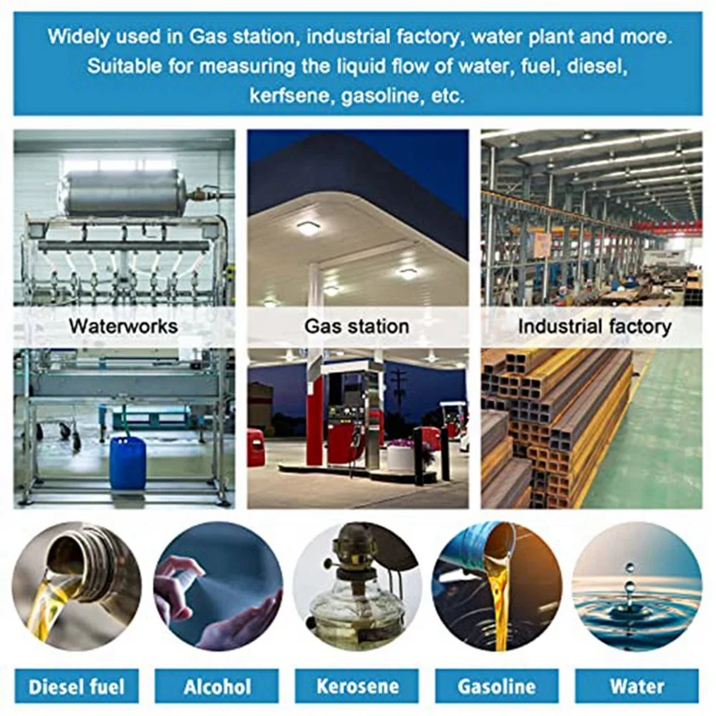 Hot TTKK 2X Turbine Flow Meter Digital Fuel Flowmeter 2.37-26.41GPM For Water Diesel Fuel Methanol Kerosene Oil,1In NPT