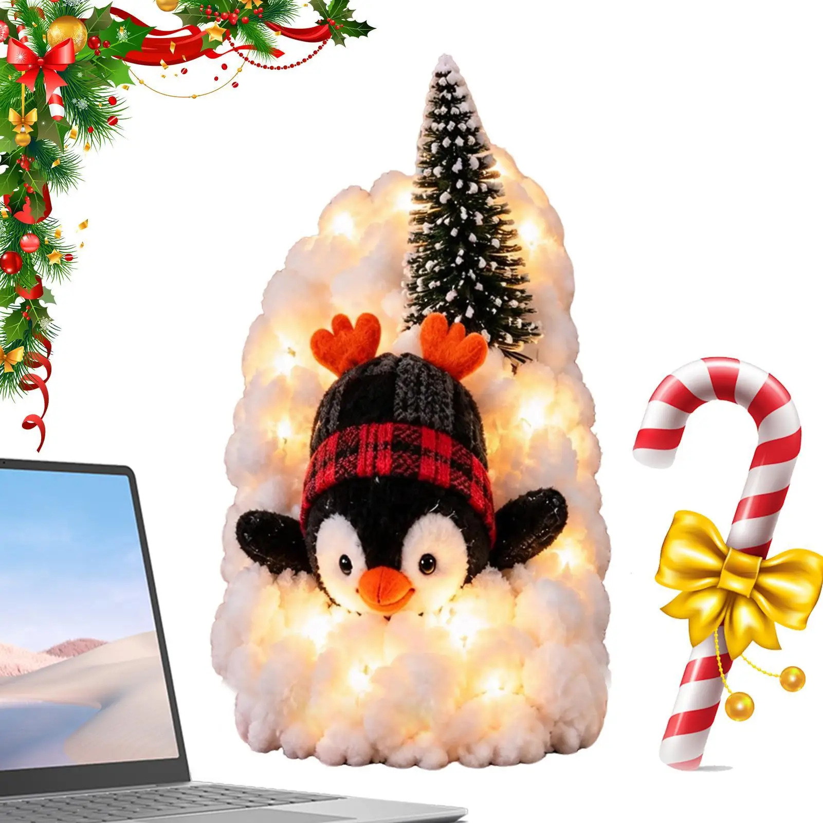 Christmas Staircase Decorations Christmas Banister LED Sliding Penguin Sliding Penguin Staircase Decoration for Apartment Indoor