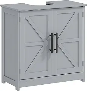 

Pedestal Sink Storage Cabinet, armhouse reestanding Bathroom Sink Cabinet with 2 Barn Doand Adjustable Shel, k Gray