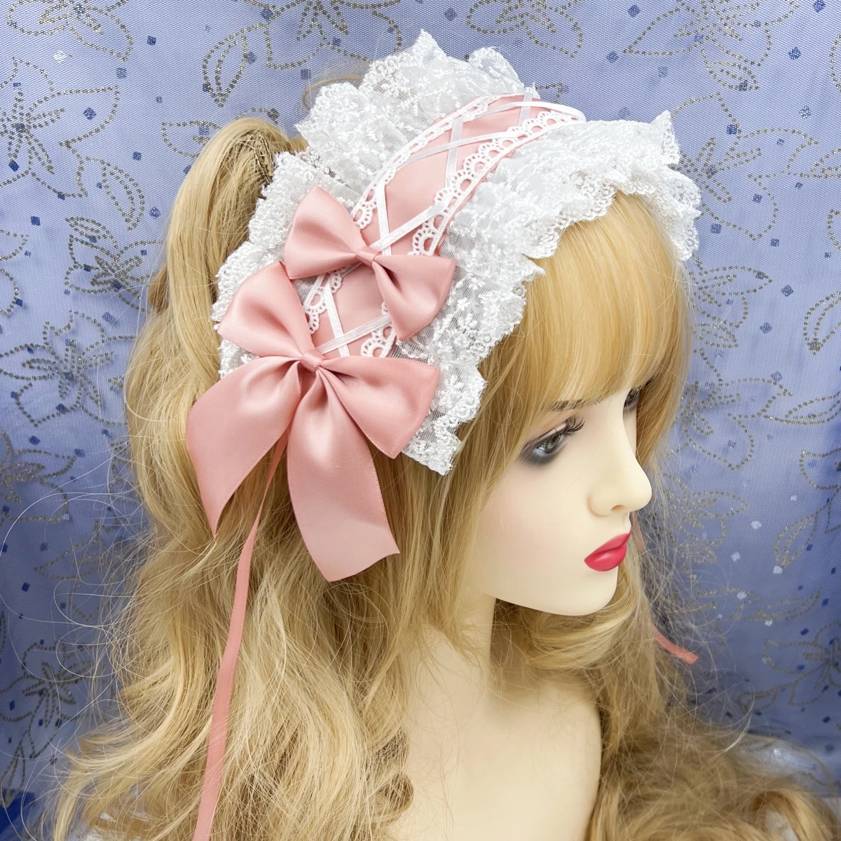 Japanische Spitze, Schleifenband, Lolita-Kopfschmuck, Ohren am Kopf, Stirnband, Lolita Maid, Anime, Cosplay, Haarschmuck