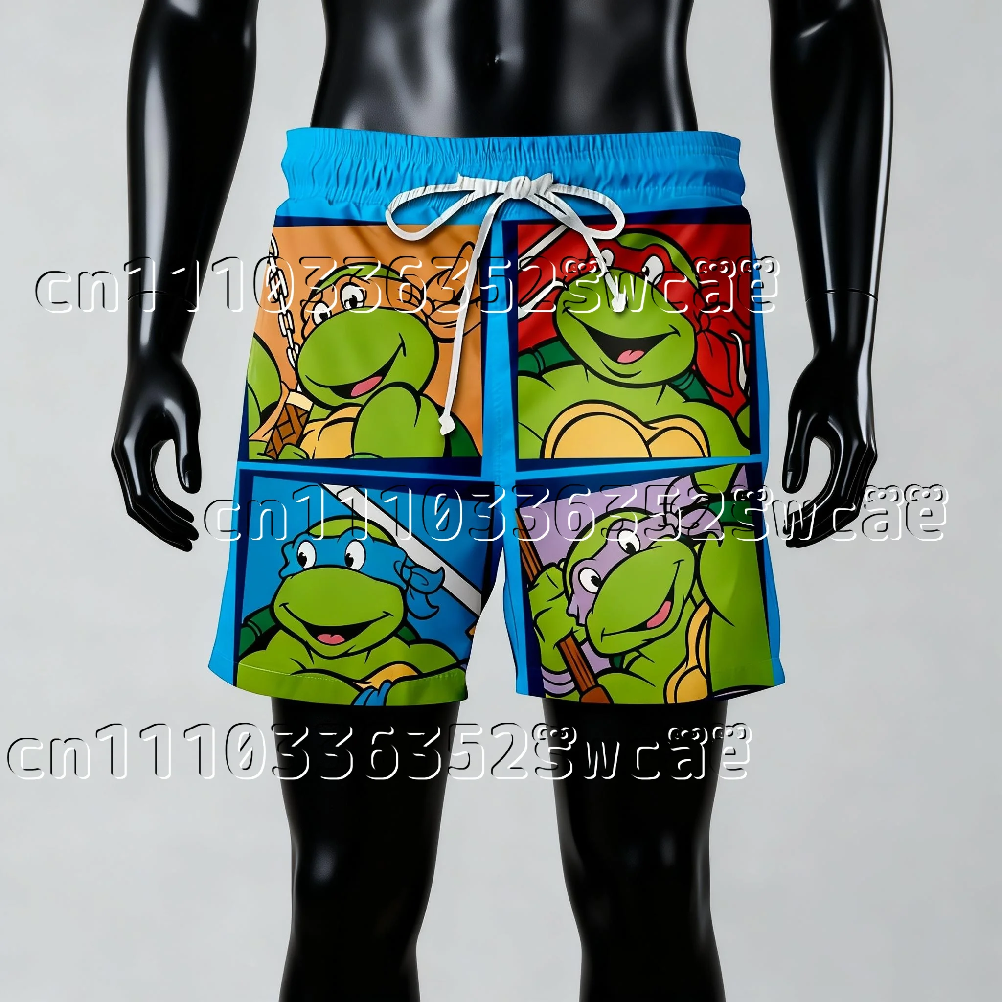 2026 Bandai Anime Ninja Turtles Theme Summer Shorts Adult and Children's Sports Shorts New FamilyMatching