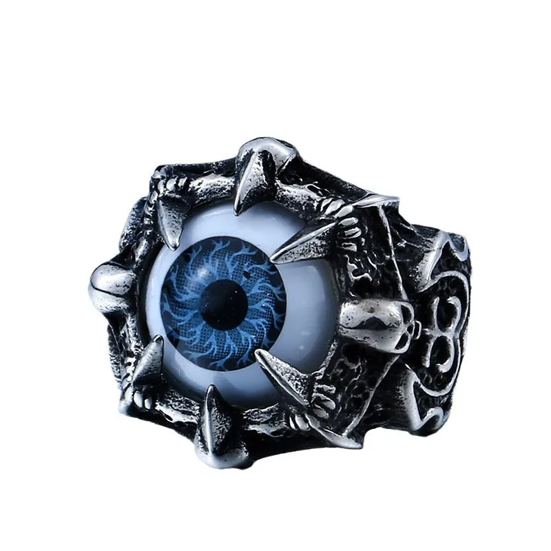Steel Warrior European and American punk jewelry non-mainstream alternative eye rings men titanium steel magic eye circles