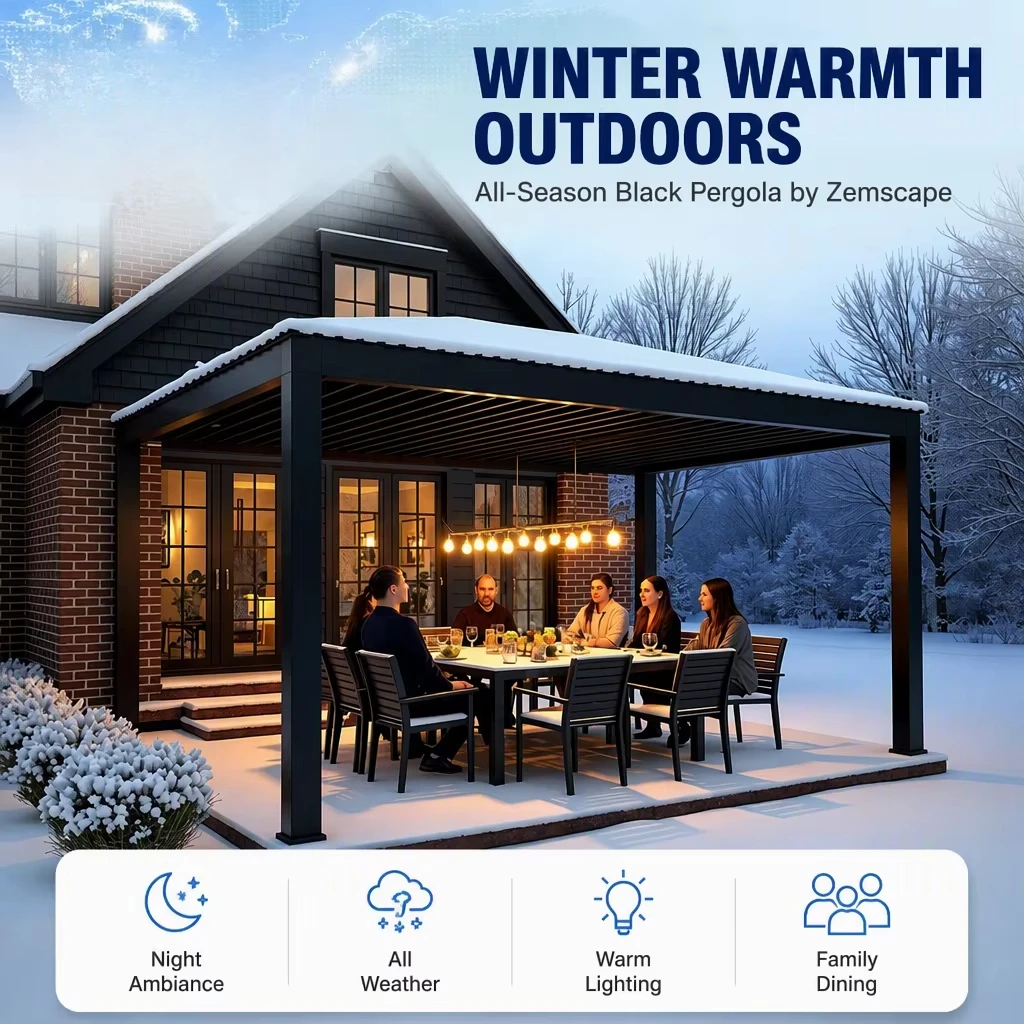 Premium Waterproof Bioclimatic Aluminum Gazebo, Motorized Louvered Pergola Kit, Outdoor Garden & Garage Shelter