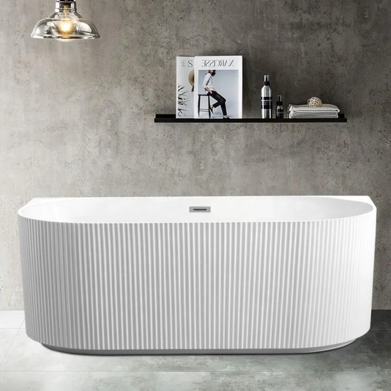 &c Japanese-style High Quality Freestanding Acrylic Bathtub Wide Fluted Outward Rounded Corner Modern Whirlpool Soaking