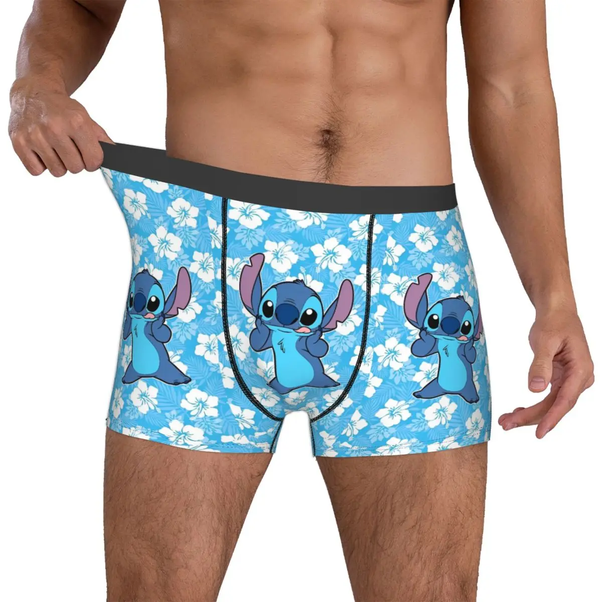 Man Schattige Steek Blauwe Bloem Boxers Nieuwigheid Geschenken Ondergoed Cartoon Short Heren Boxer Slips Quilt Onderbroek Comfortabel