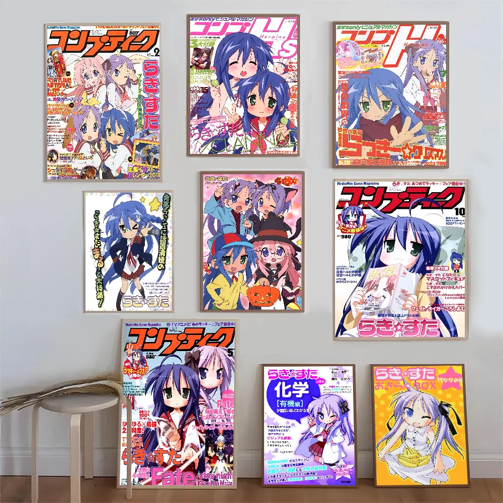 

Anime Lucky Star Whitepaper Poster Waterproof Paper Sticker Coffee House Bar Aesthetic Art Wall Painting