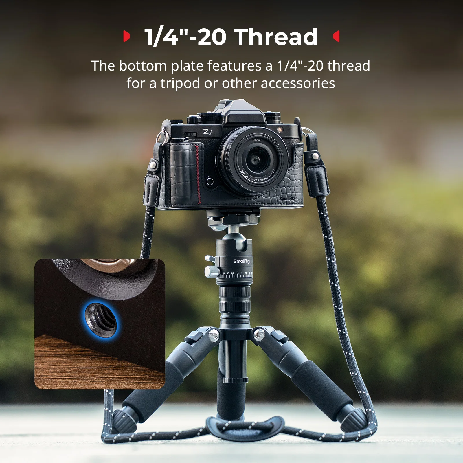 Zestaw skórzanych etui SmallRig Z f do Nikon Z f z paskiem na ramię, wbudowaną przednią rączką i podpórką pod kciuk Czarny/Brązowy 5095/5096 — zdjęcie produktu 6