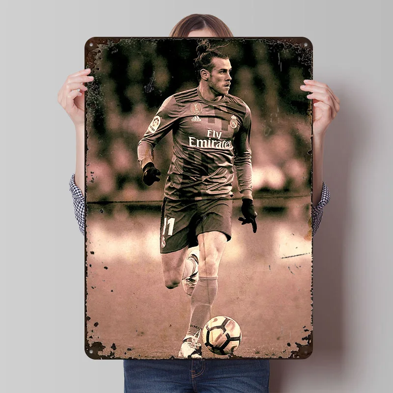 Gareth Bale Metal Poster Customized Wall Art Retro Vintage Metal Signs for Man Cave Modern Home Decoration Ornaments Desk Decor