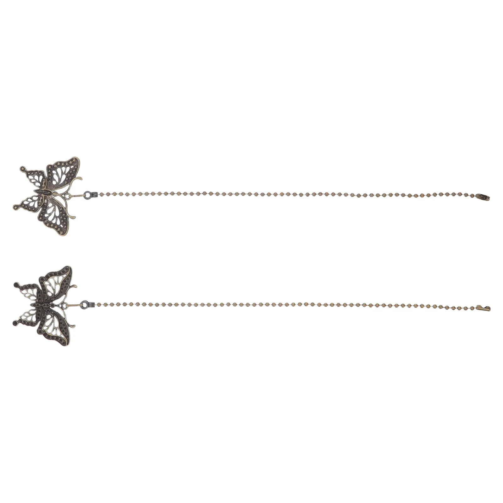 

2Pcs Alloy Ceiling Fan Pull Chain Extension with Butterfly Charm Pendant Decorative Chain Extender for Lamp Light Fixture Retro