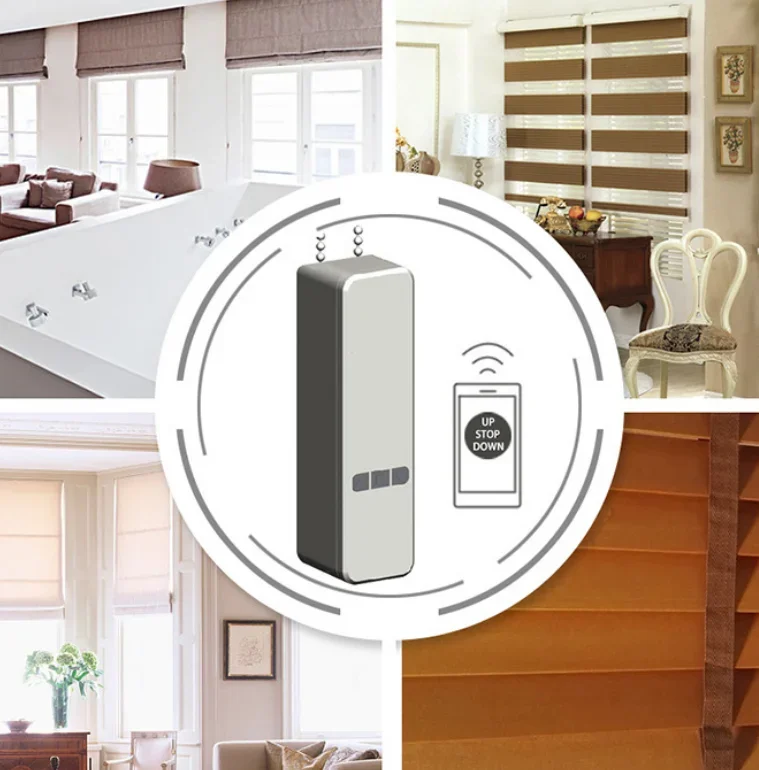 Tuya WIFI Intelligent Auto Pull Bead Curtain Motor Smart up down Motorized Chain Roller Blinds Compatible With Alexa