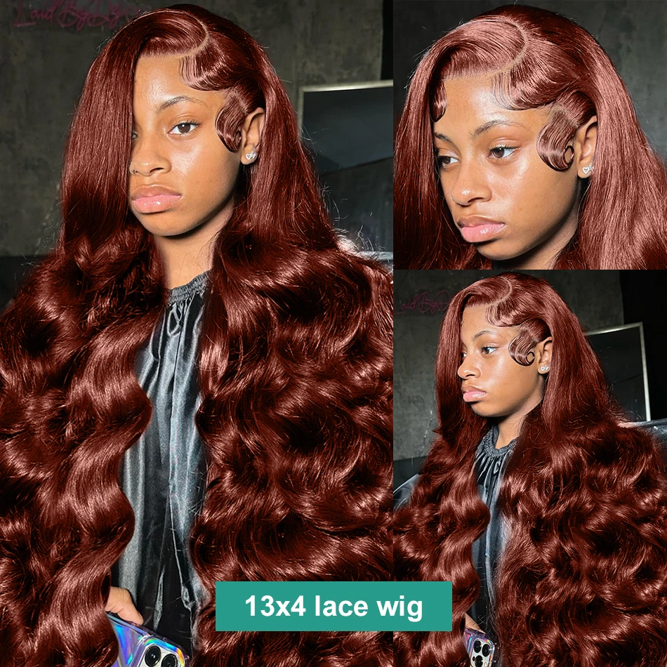 Melodie 220% HD Reddish Brown Dark Red Brown Body Wave 13x6 Lace Front Human Hair Wigs 13x4 Lace Frontal Wig Brazilian Remy Hair