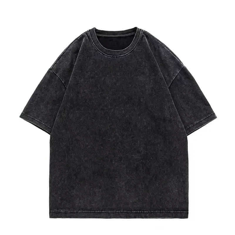 

Black Retro T Shirt WomenWashed Old Round Neck, Short Sleeve, Loose Tees, Summer Fashion Top for Women