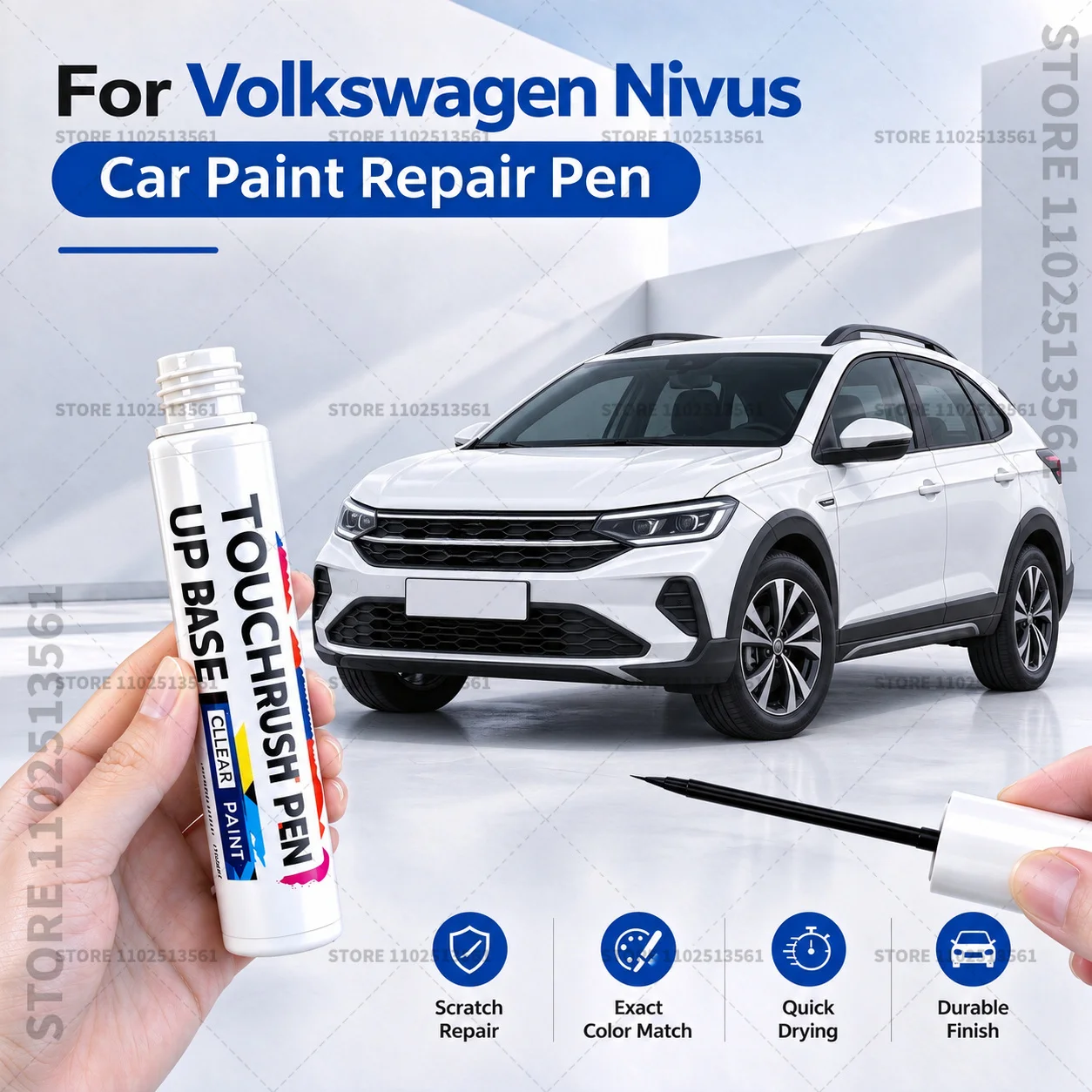 For Volkswagen Nivus White Red Car Scratch Remover Paint Pen Touch Up Marker for Auto Body Repair Door Bumper Fender Accessories