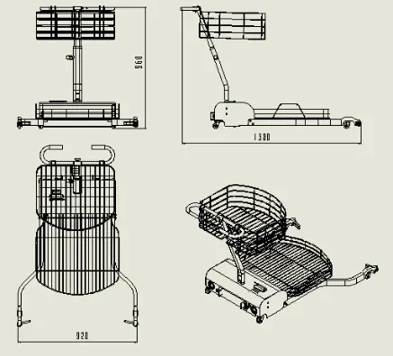 New Arrival Automatic Tennis Ball Picking Wheeled Tennis Ball Cart Hopper Tennis Ball Trolley