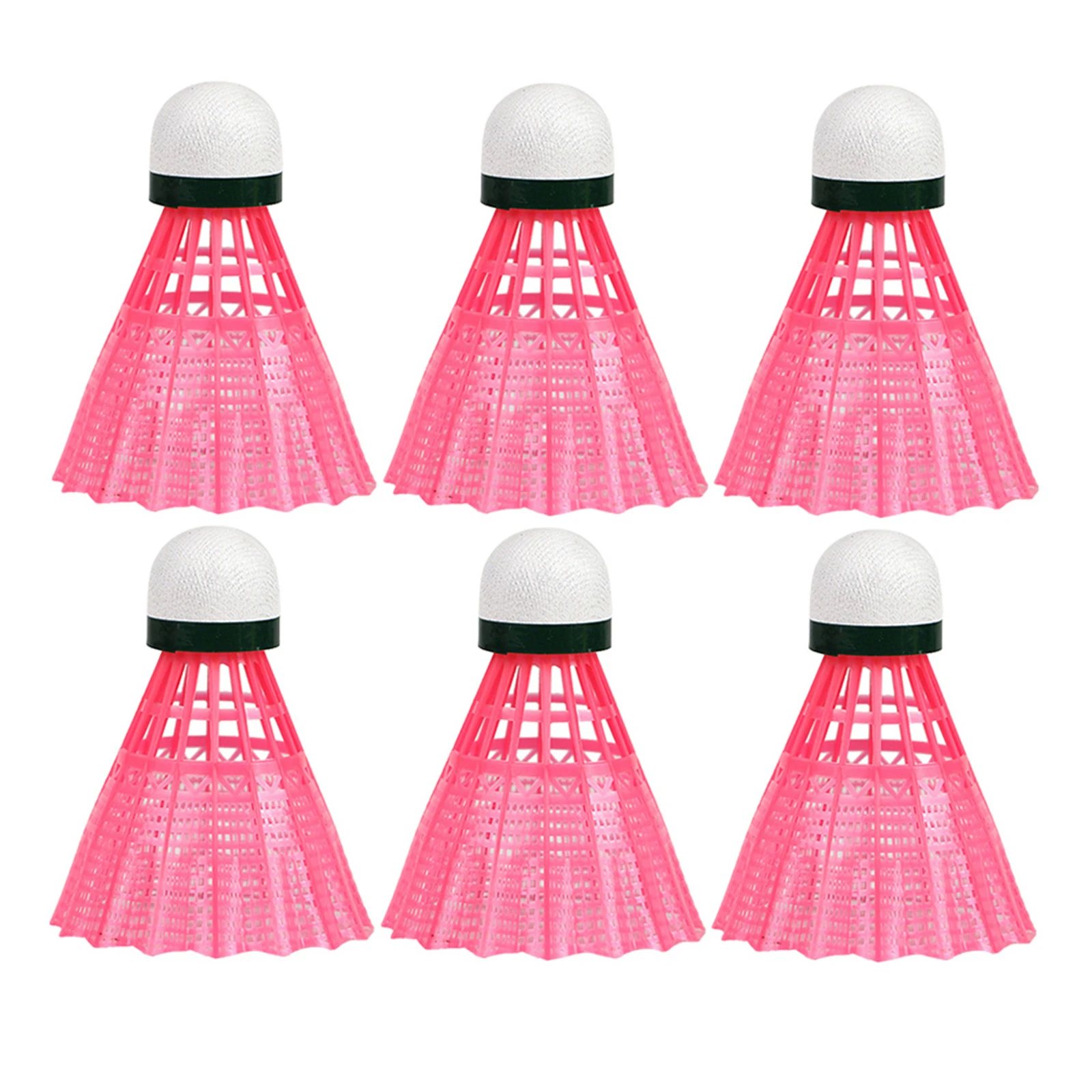 

6pcs Badminton Shuttlecocks Pink Durable Nylon Outdoor Playing Birdies for School Fitness Sports Entertainment