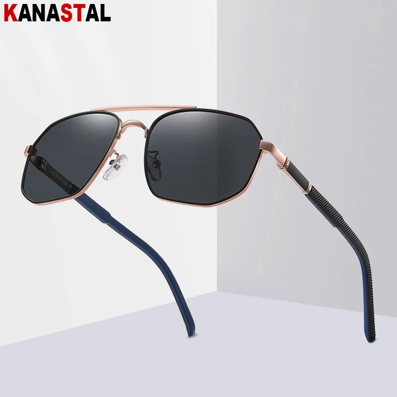 Men Polarized Sunglasses Women UV400 Metal Sun Glasses Polygon Eyeglasses Frame Driving Sports Stadium Anti Glare Shade Eyewear