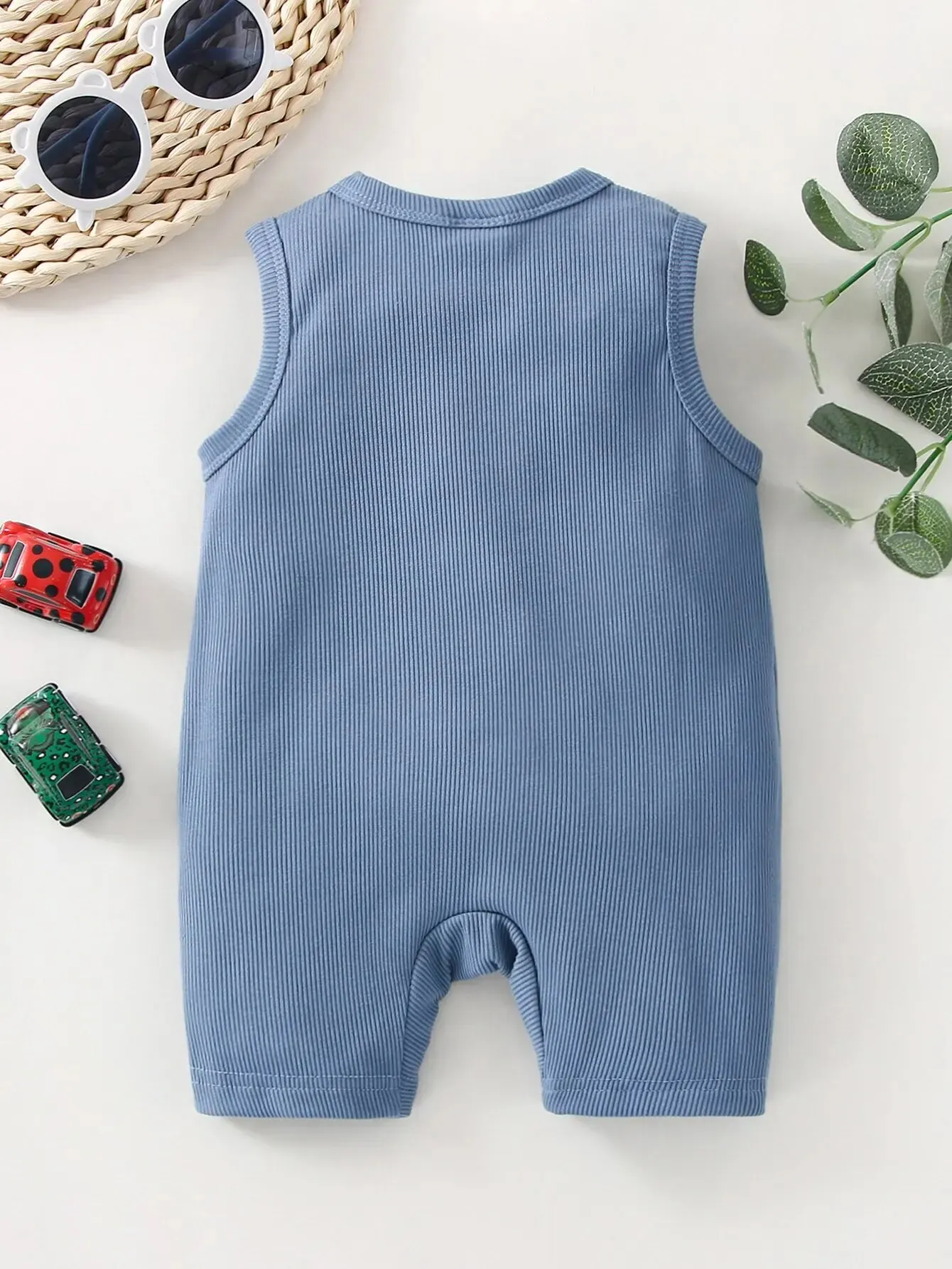 Summer Newborn Baby Boys Recreational Sports Outdoor Cute Comfortable Sleeveless Shorts Jumpsuit Haze Blue