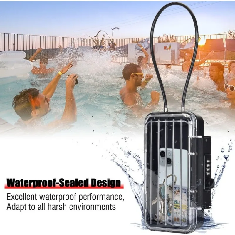 Portable Large Capacity Safe Password Valuables Storage Box Waterproof Key Safe Box with Removable Cable Handle