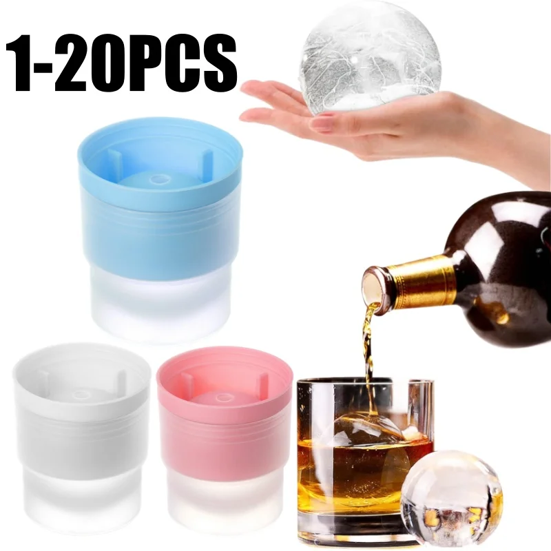 Großer Eisball-Eiswürfelbereiter mit Eisfach – Multifunktionaler Whiskey-Eisballform für gefrorene runde Eiswürfel – Eiswürfel-Maker-Gadget