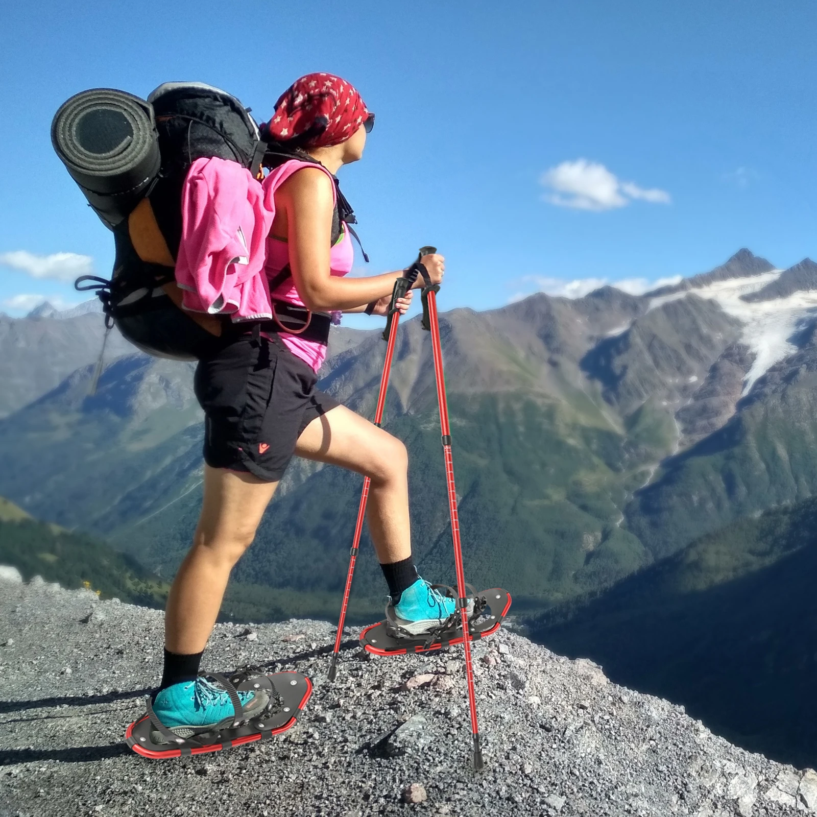 21 بوصة أحذية الثلوج أحذية الثلوج وأقطاب رحلات قابلة للتعديل أحذية الثلوج للرجال النساء الشباب سهلة الحمل وتخزين الحمولة 66-154 رطل #6