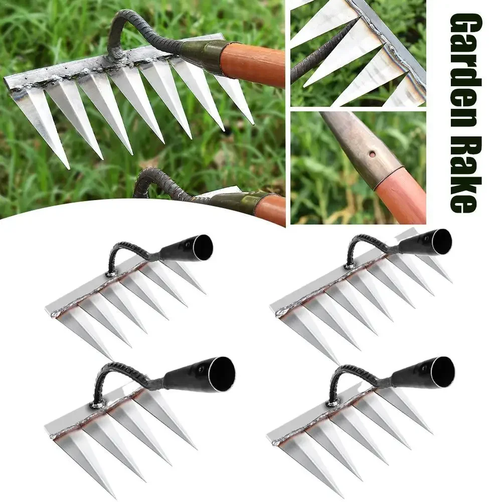 Weeding Hoe Rake 4/5/6/7 Tooth Farm Tool Weeding Scarifier Artifact Agricultural Nail Harrow Metal Gardening Weeding Tools