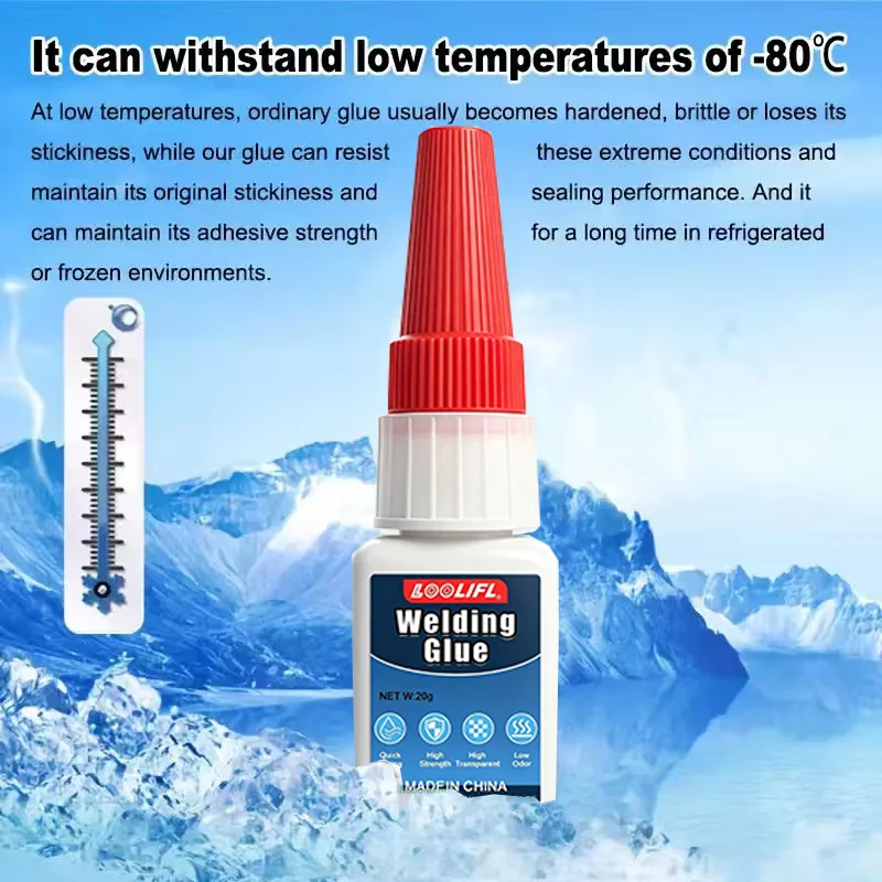 Loolifl Welding Glue Special Adhesive for Refrigerator Drawers, -80 ° C Low-Temperature Weather-Resistant Transparent Repair Adhesive, Safe and Non-Corrosive Transparent Plastic Adhesive, Suitable for Refrigerator Drawers and Containers, Multi-Purpose Acrylic Plastic Repair Adhesive for Household Use, Strong Adhesive Waterproof Invisible Glue, Suitable for Use in Cold Environments.