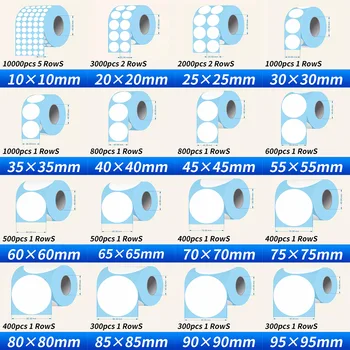 10Mm 20 25 30 35 40 45 55 60 65 70 75 80 85 90 95 100Mm Diameter Ronde Blanco Wit Thermisch Papier Label Sku Barcode