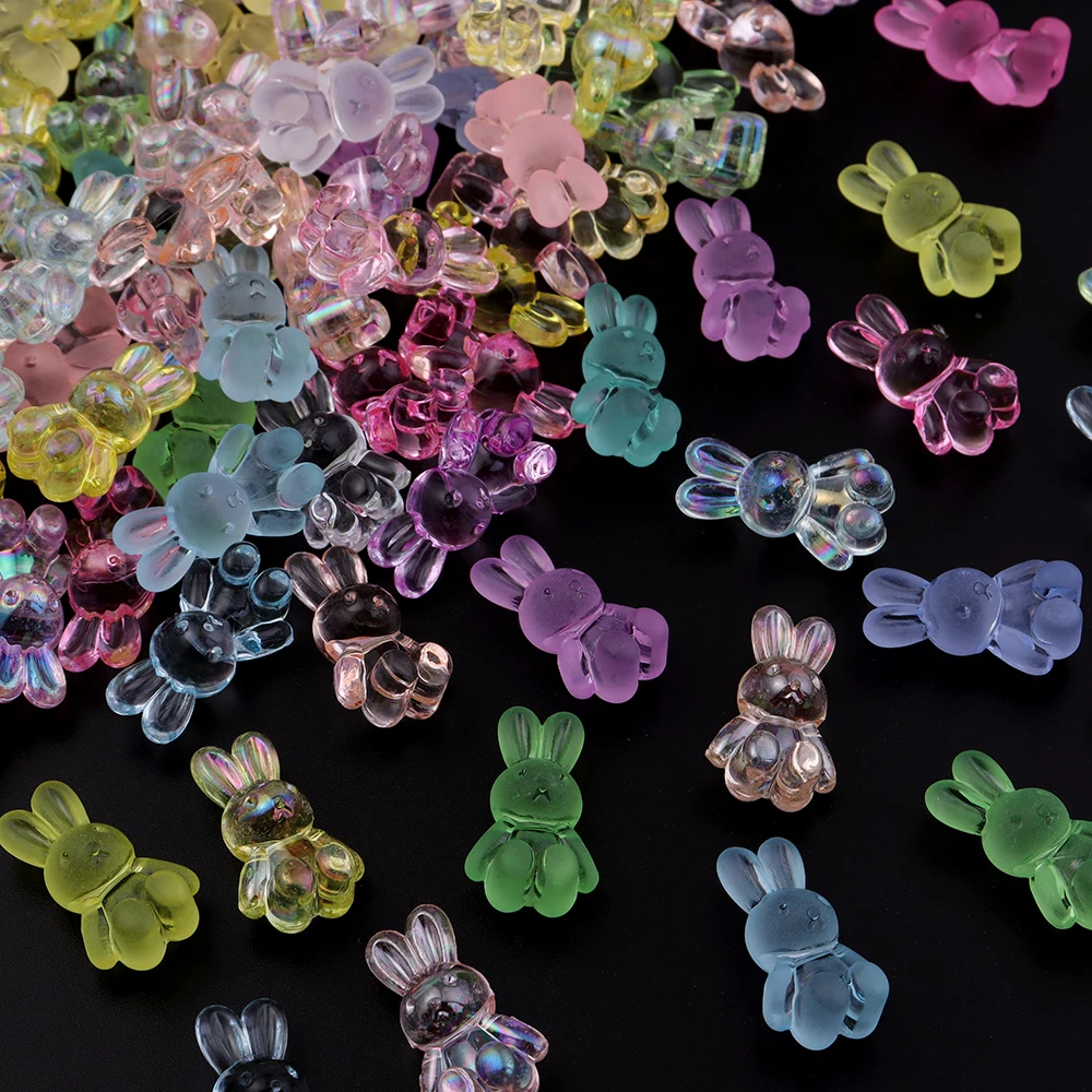 30pcs/lot Acrylic Cartoon Rabbit Beads 24x14mm Colorful Acrylic Charms Beads Loose Spacer Bead For DIY Jewelry Making Bracelet image 5