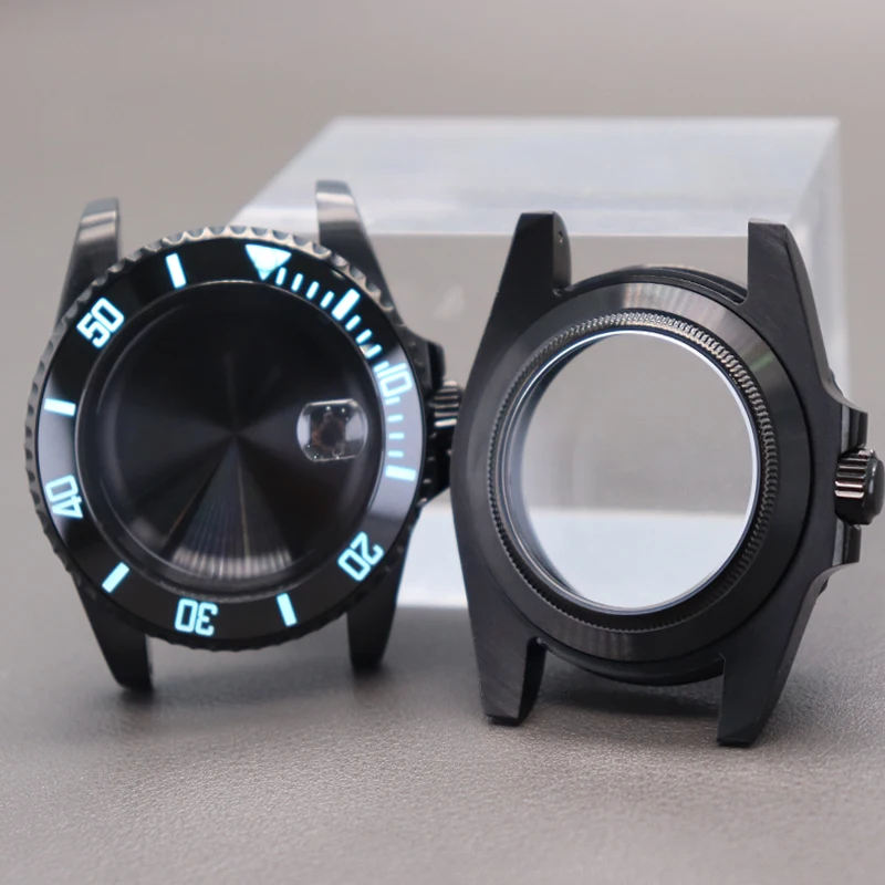 

Fenya 40mm Black Watch Case C3 Luminous Bezel For SUB Seiko NH35 NH36 4R36 8215 2824 Movement 28.5mm Dial Sapphire Crystal 10ATM