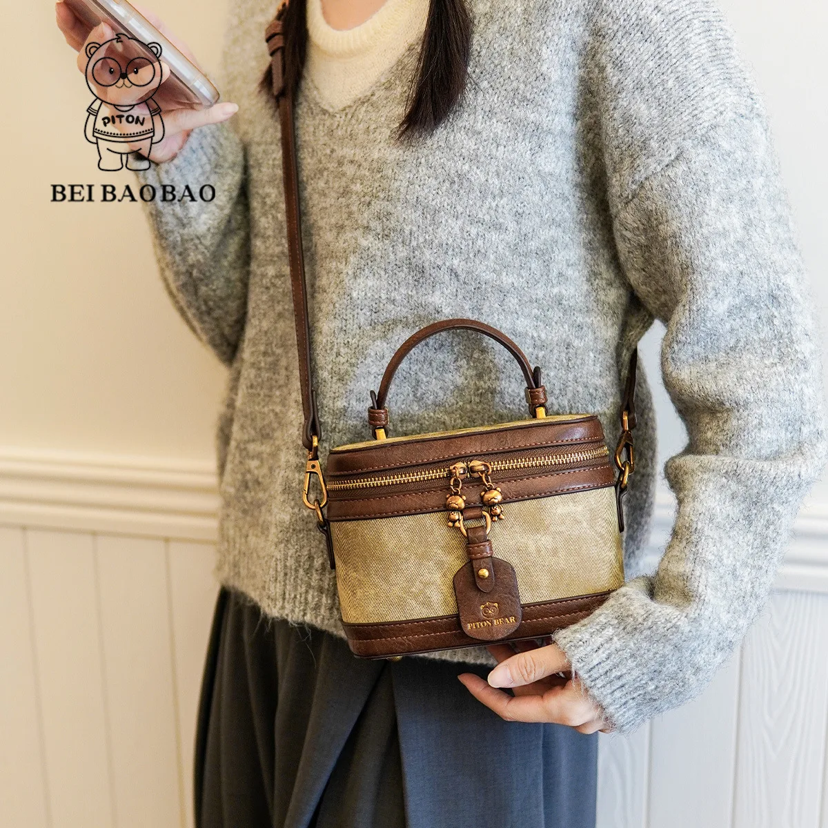 Beibaobao One Shoulder Fashion Handbag Retro Bag 2024 Autumn/Winter New Cross Body Bag Trendy Women\'s Bag Bolso de mujer