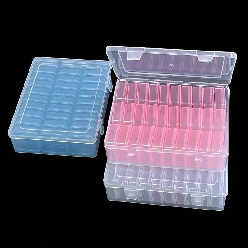 30Pcs Bead Organizer Box Small Clear Plastic Storage Containers with Hinged Lid for Crafts Jewelry And Small Item Storage