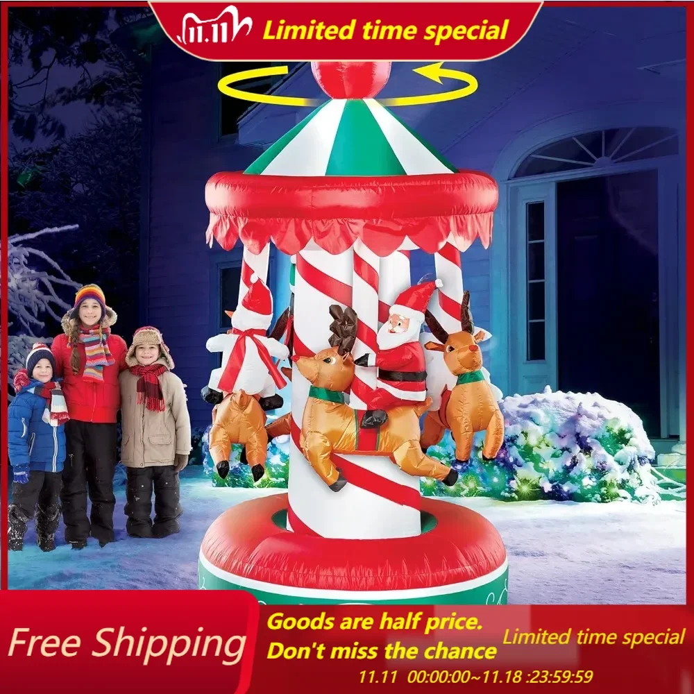 Christmas Holiday Rotating Carousel Yard Inflatable