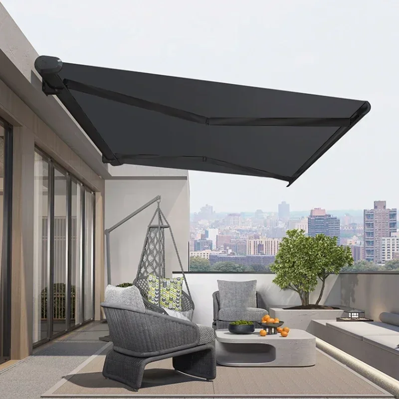 New Design Outdoor Awning Patio Electric Retractable Awning Sun Shade Grey Full Cassette Folding