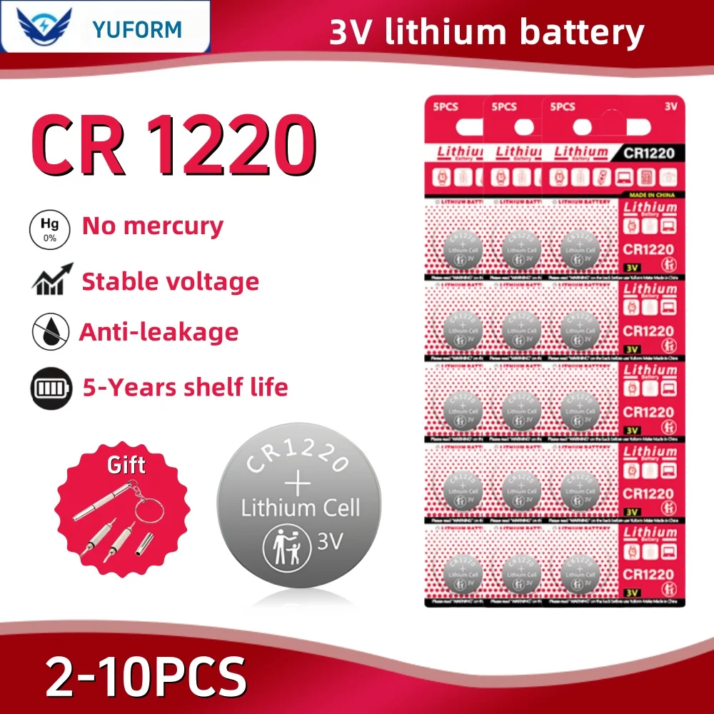 

2-10 шт. CR1220 LM1220 BR1220 KCR1220 3 В аккумулятор большой емкости для игрушечных часов автомобильный пульт дистанционного управления кнопка мыши монета