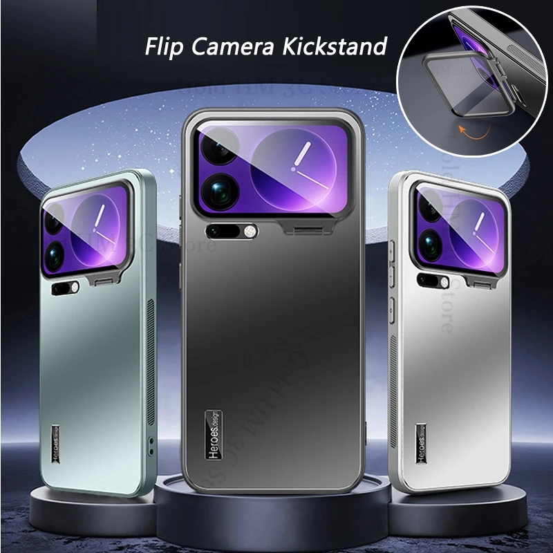 

For Redmi K90 Pro Max Flip Lens Kickstand Film Protector Case For Redmi K80 K60 K70 Pro PC Matte Stand Cover For Redmi K80 Ultra