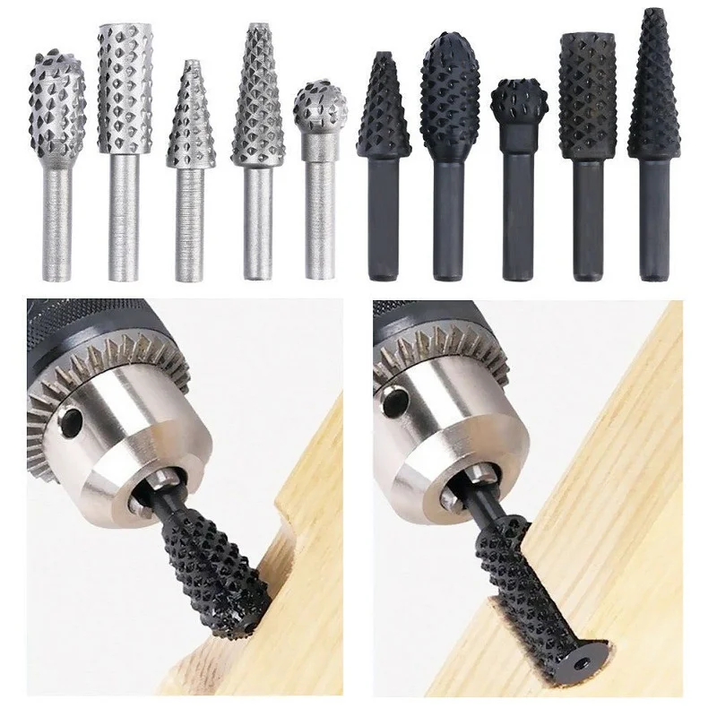 5PCS Schwarz Bohrer Set Schneiden Werkzeuge für Holzbearbeitung Messer Holz Carving Werkzeug Zimmerei Holz Schneiden Werkzeuge WorkDrill Bit set
