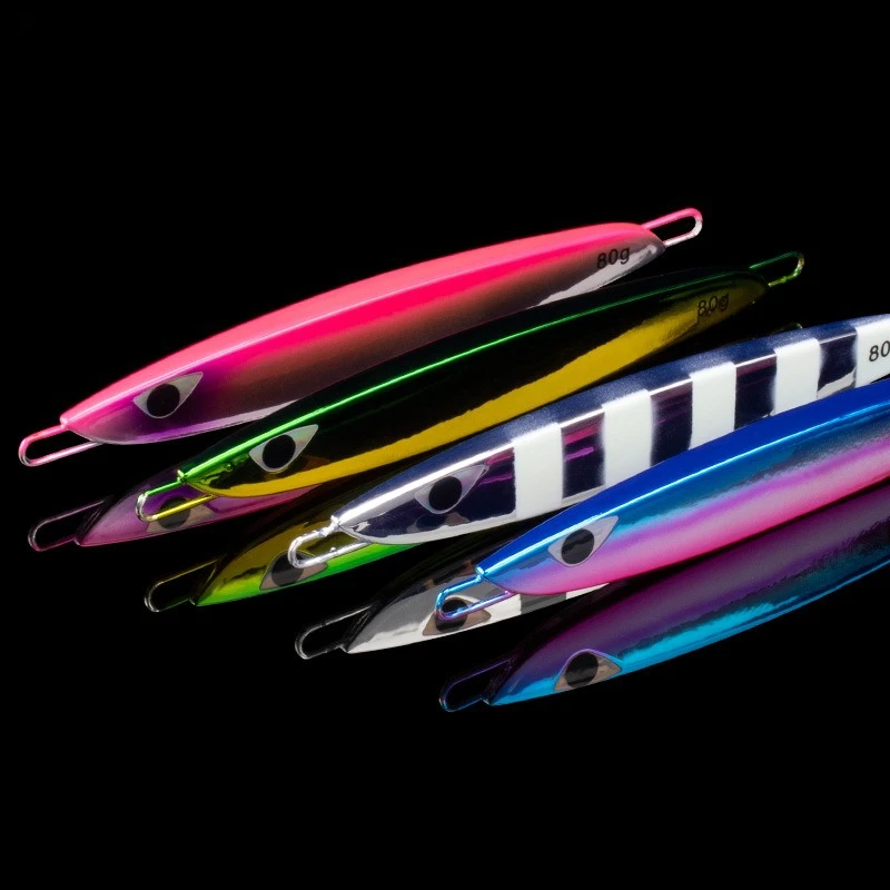 

60g80g130g150g Japanese Fast Drawing Electroplating CBW LaserUVSea Iron Plate Boat Fishing Spanish Mackerel Knife Fish Fake Bait