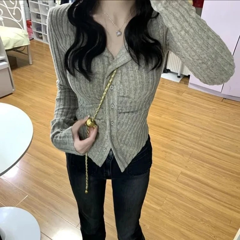 

Slim Pleated Long Sleeve Korean T Shirts Spring Autumn New Solid All-match Youth Sweet Tops Tees Casual Fashion Women Clothing