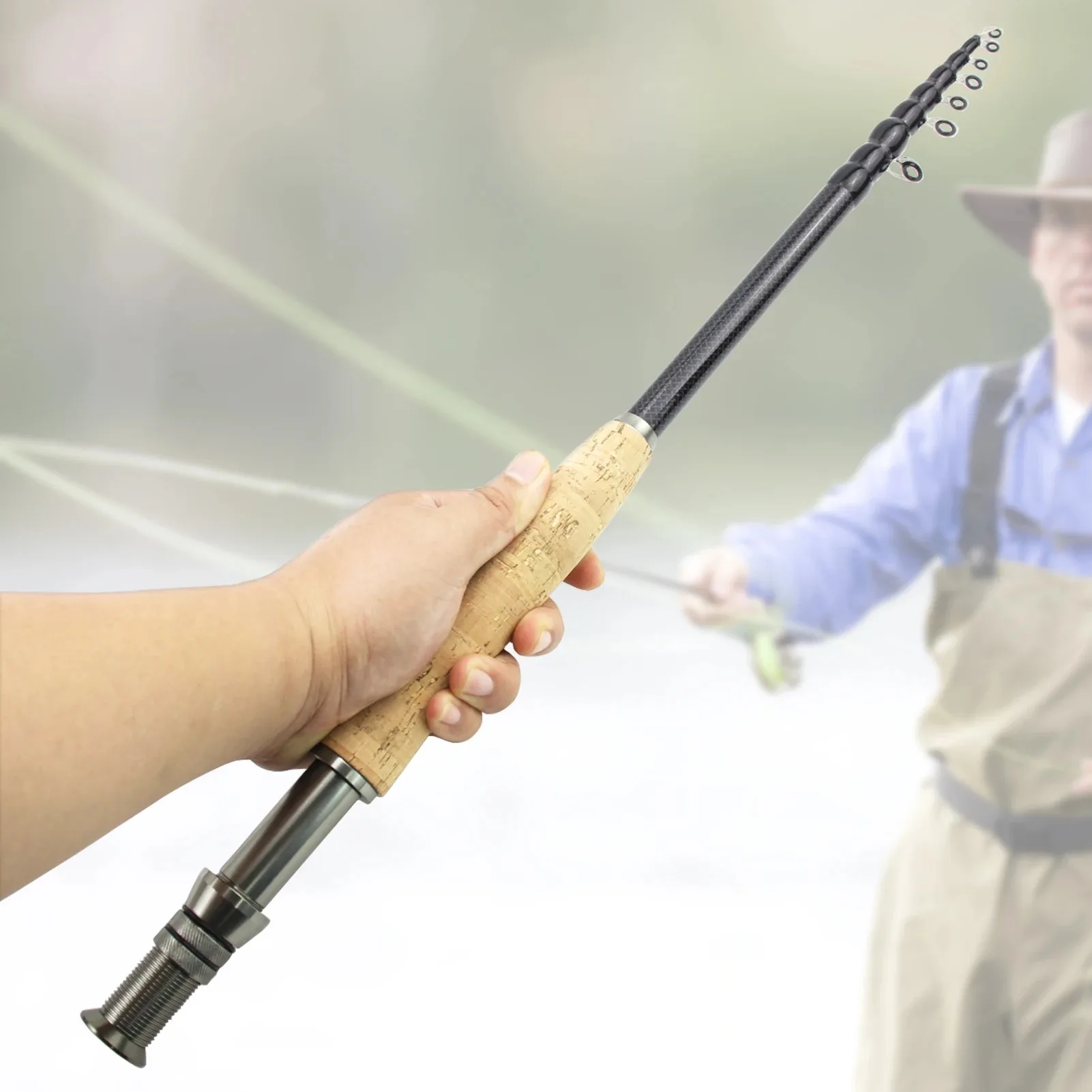 2.1M-3.0M Metal Wheel Base Telescopic Fly Fishing Rod Portable Carbon Fast Action Trout Fly FISH Pole Goods for Fishing Tackle
