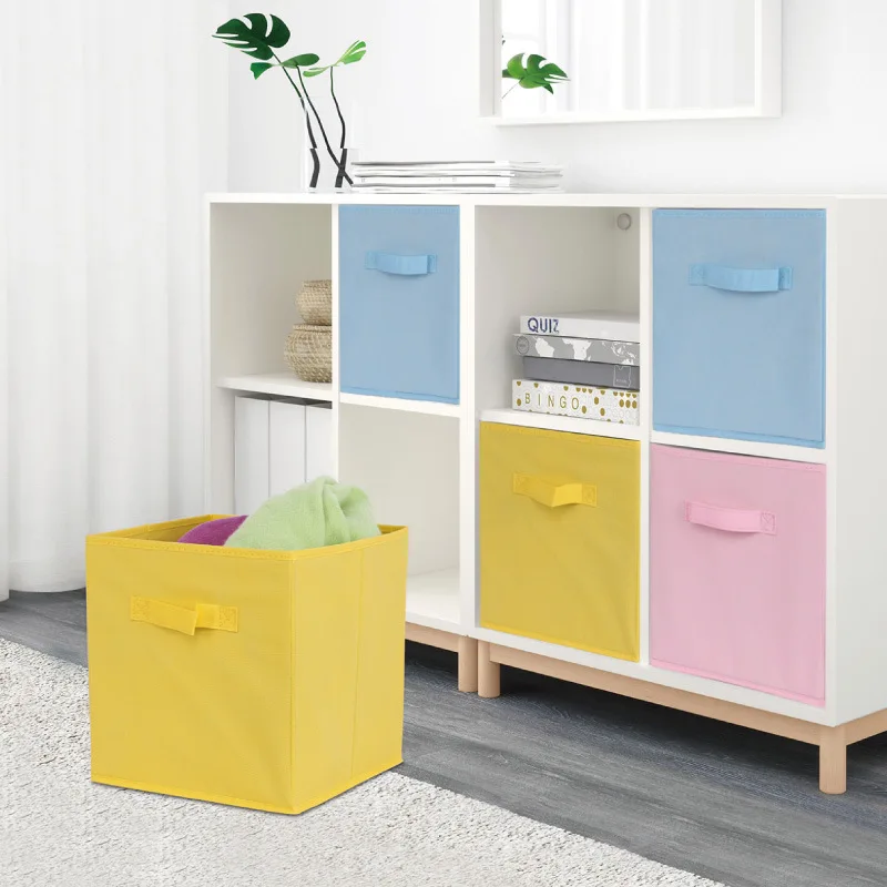 Hochwertige Vlies-Aufbewahrungsbox ohne Deckel, Modischer Schrank-Aufbewahrungsbehälter, Multifunktionale Faltbare Gitter-Bücherregal-Aufbewahrungsbox – Detail 2