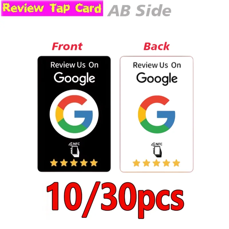 10/30Pcs RFID Card AB Side Reusable Review Tap Card Google NFC Card Review Us on Google Tap Card Enhances SEO Saves Time
