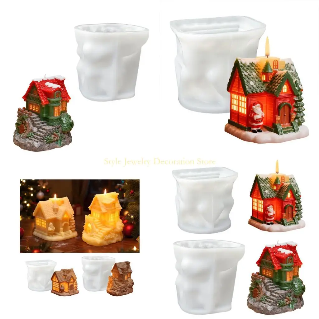 

D46E Снежный коттедж Силиконовая форма для свечей для праздничных настольных украшений ручной работы