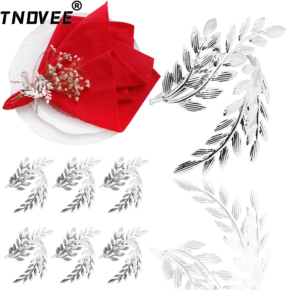 12Pcs Silver Wheat Napkin Rings Metal Leaf Napkin Holder for Fall Wedding Thanksgiving Family Gathering Party Dinner Table Decor