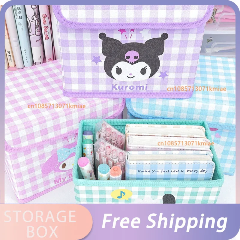 Scatola portaoggetti pieghevole Sanrio contenitore Organizer multifunzionale in pelle scatole Organizer ad alta capacità stoccaggio di articoli vari