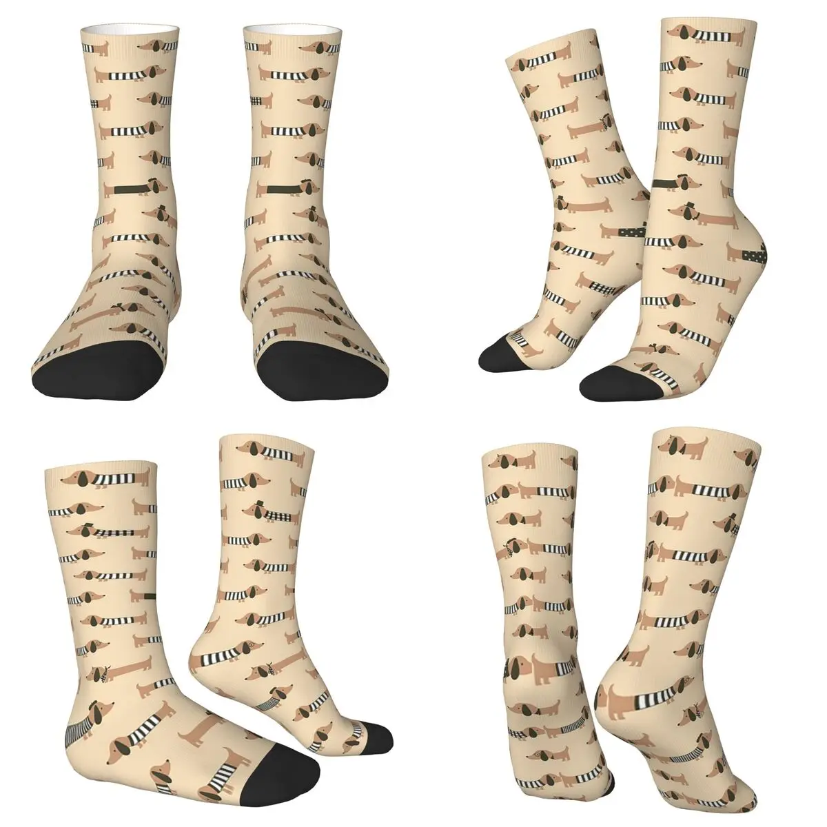 All Seasons Crew Stockings Cute Colorful Animal Sausage Dog Socks Crazy Hip Hop Long Socks for Men Women Valentine's Day Gifts